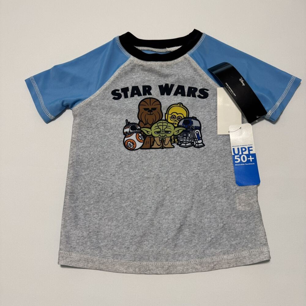 Disney Star Wars Boys Swim Shirt Rash Guard UFP 50+, Size 3T New With Tags